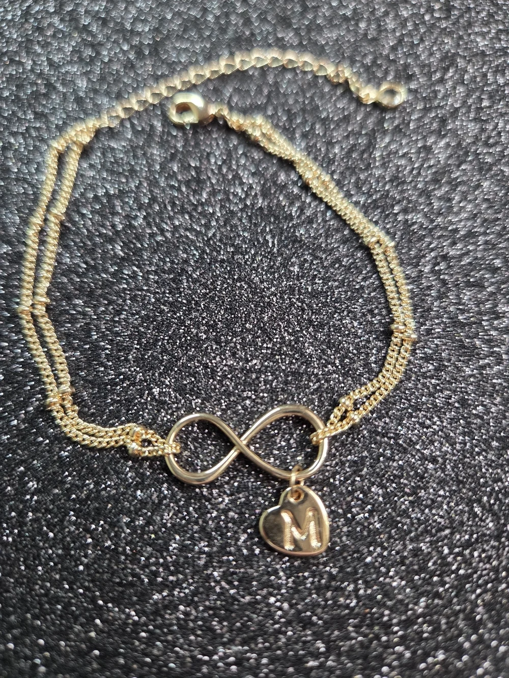 Gold Infinity Initial Charm Bracelet - Personalized M Accent